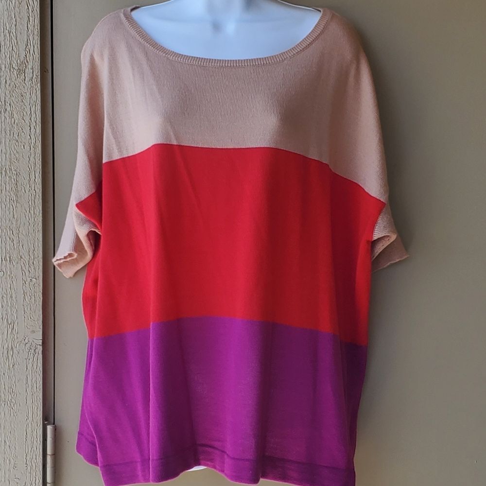 New York & Co. Womens Red Color Block Sweater NWOT